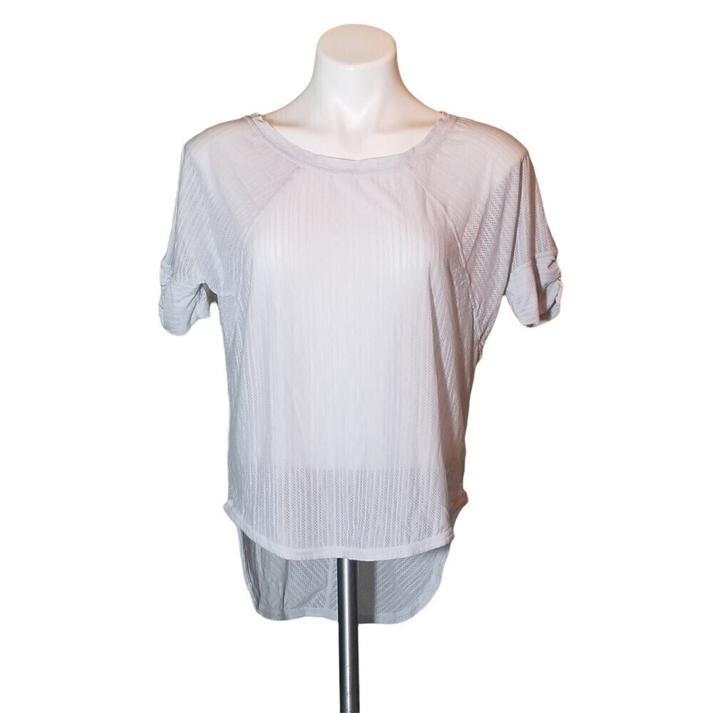 Prana Helani Sheer Relaxed Fit Short Sleeve Silver Spray Activewear Top XS